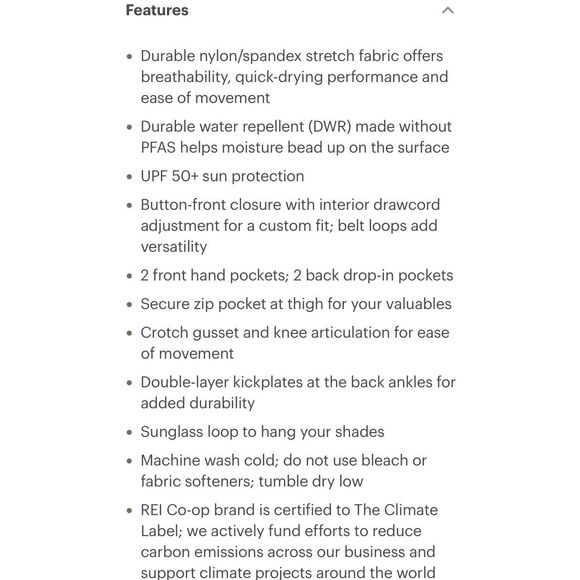 New REI Trailmade Pants - Men's - Mushroom Taupe (light khaki) 34” x 32” - Picture 8 of 9